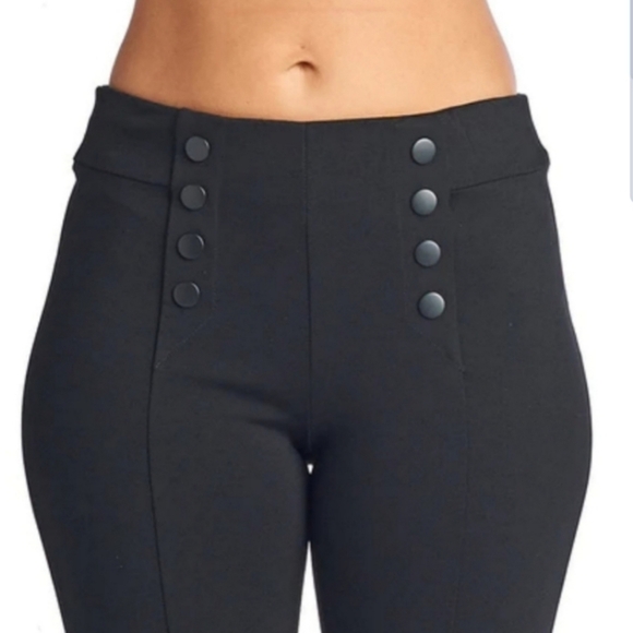 Black Ci Sono Ponte pants with button detail - Picture 7 of 7